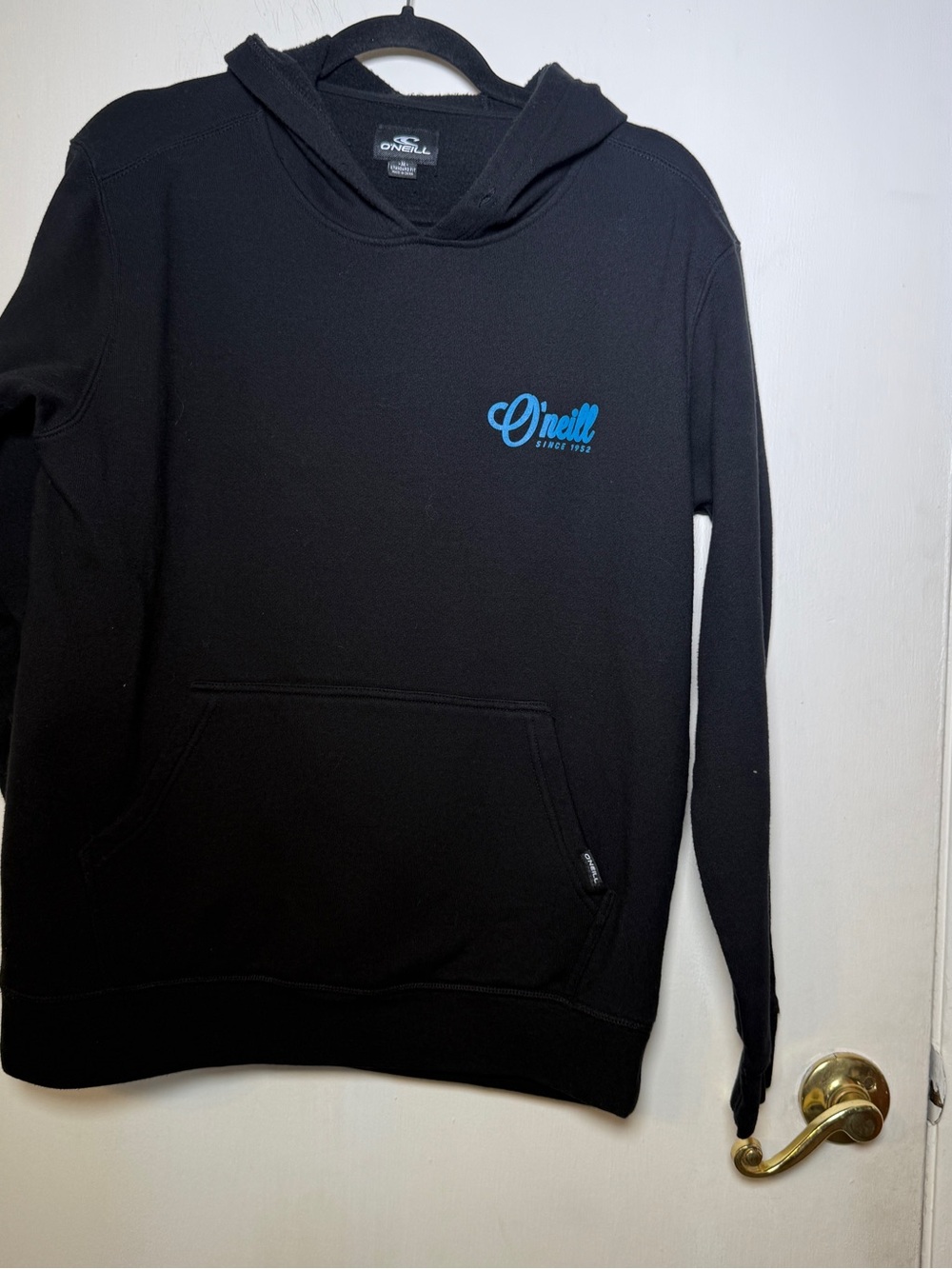 O'Neill Men's Black Hoodie with Blue Logo Medium